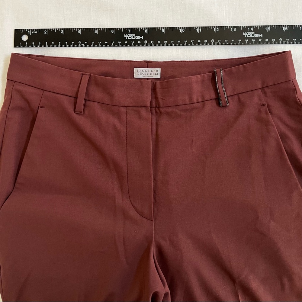 Brunello Cucinelli 6 Maroon Burgundy Red Wool Women’s Pants - Picture 5 of 9